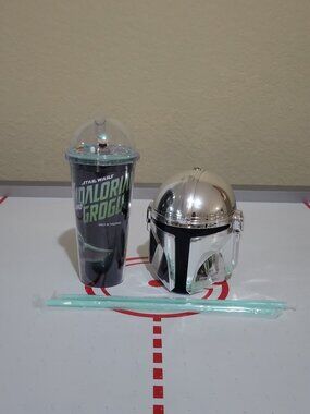 Mandarloian And Grogu - Mandalorian Helmet Drinking Cup AND Grogu Drinking Cup
